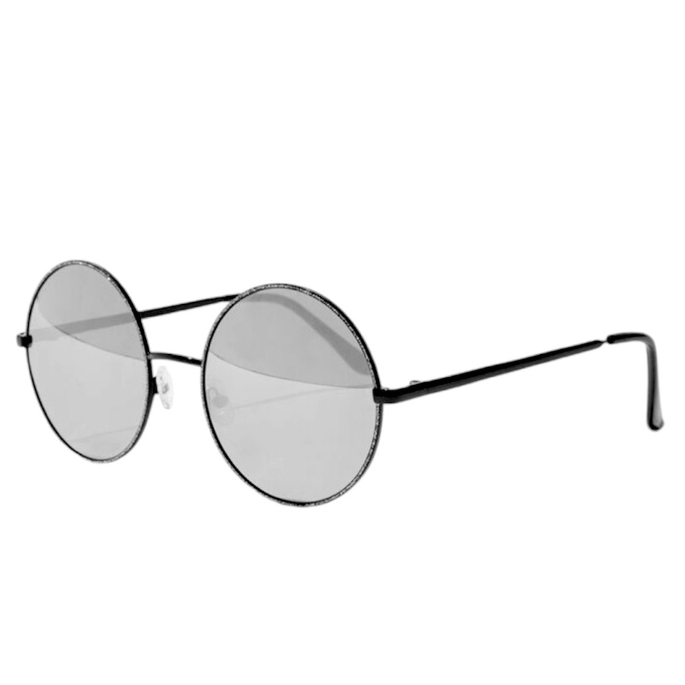 Black Round Glitter Rim Sunglasses - NWT